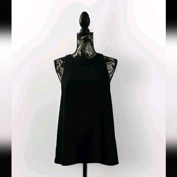 Nwt Ann Taylor Lined Babydoll Top With Bow Accent  Black Size Small - Picture 3 of 6